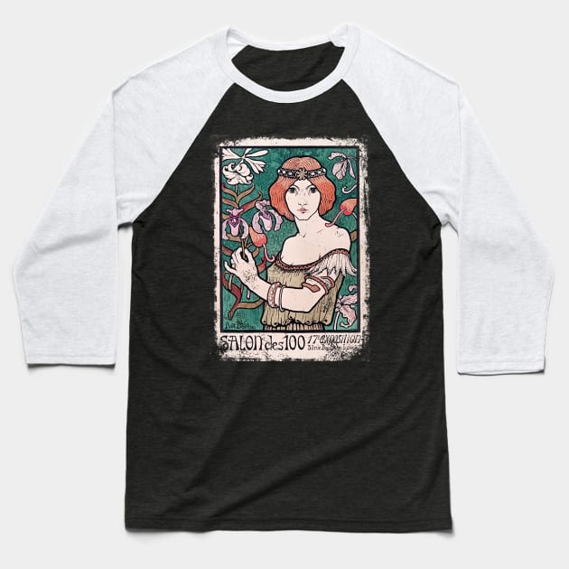 Art Nouveau - Paul Berthon Alphonse Mucha Vintage Fantasy Baseball T-Shirt by AltrusianGrace